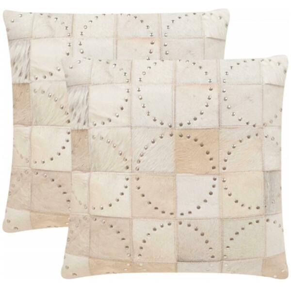 Safavieh Phoebe Pillow- White W Silver Studds - 20 x 2.5 x 14 in. DEC214A-1420-SET2